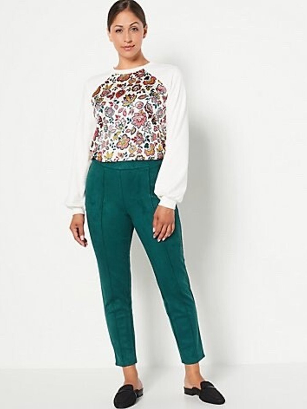 J Jason Wu Regular Faux Suede Pull On Pant Evergreen Women's Medium